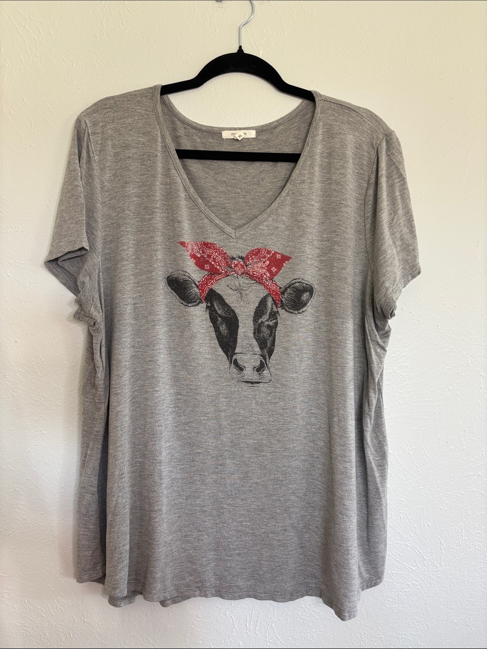 Maurices Gray V-Neck Cow Tee